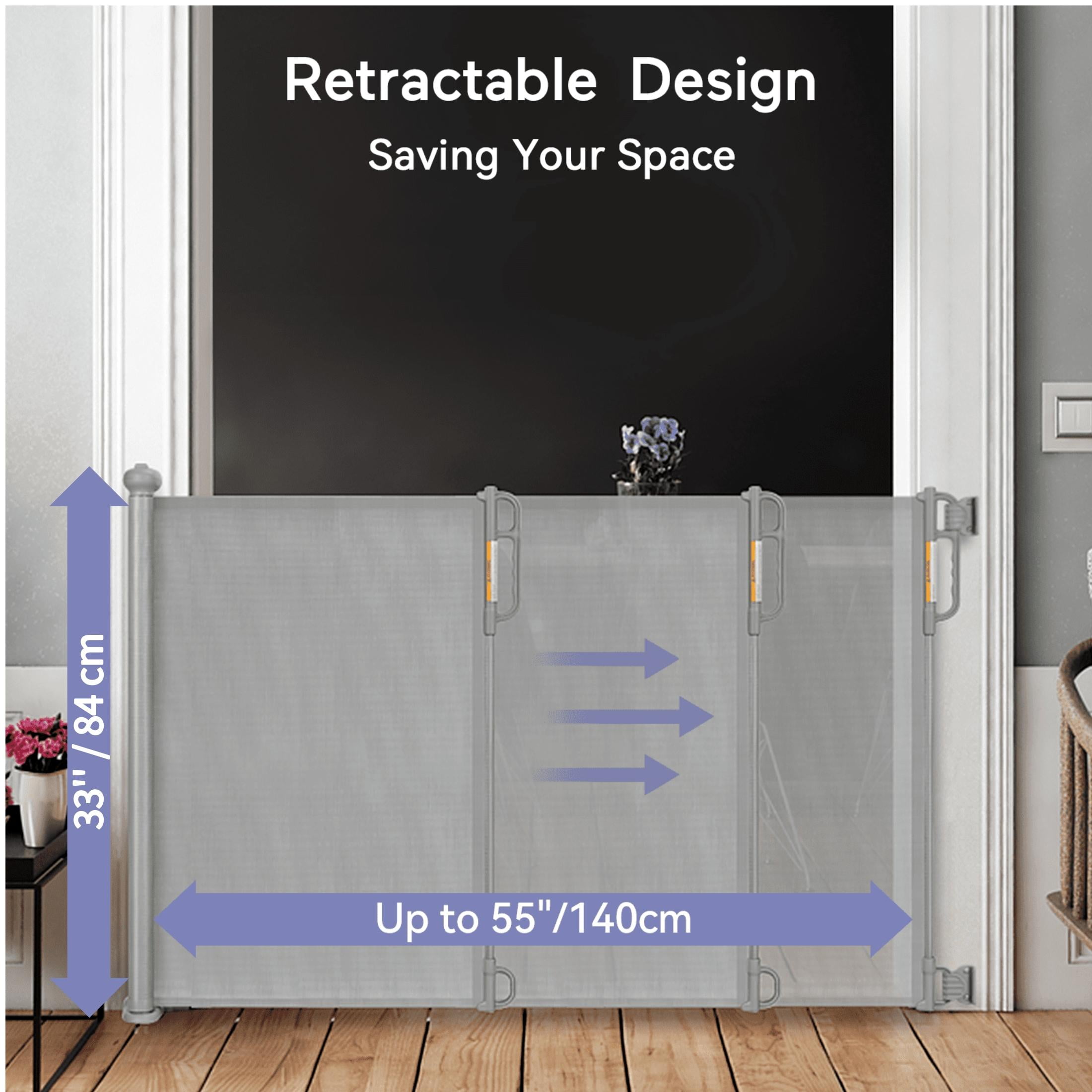 Momcozy Retractable Extra Wide Baby Safety Gates, Stairs Safe Gates for Baby and Pet,33" X 55", for Stairs, Doorways, Hallways