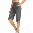 thumbnail image 3 of QIUOMBBP Plus Size Long Shorts for Women High Waisted Tummy Control Running Yoga Short Summer Loose Cycling Knee Length Sweatpants Dark Gray XXXXL, 3 of 10