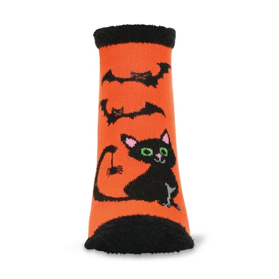 MeMoi Women's Spooky Cat Low-Cut Non-Skid Socks - Womens - Female, 9-11, Orange