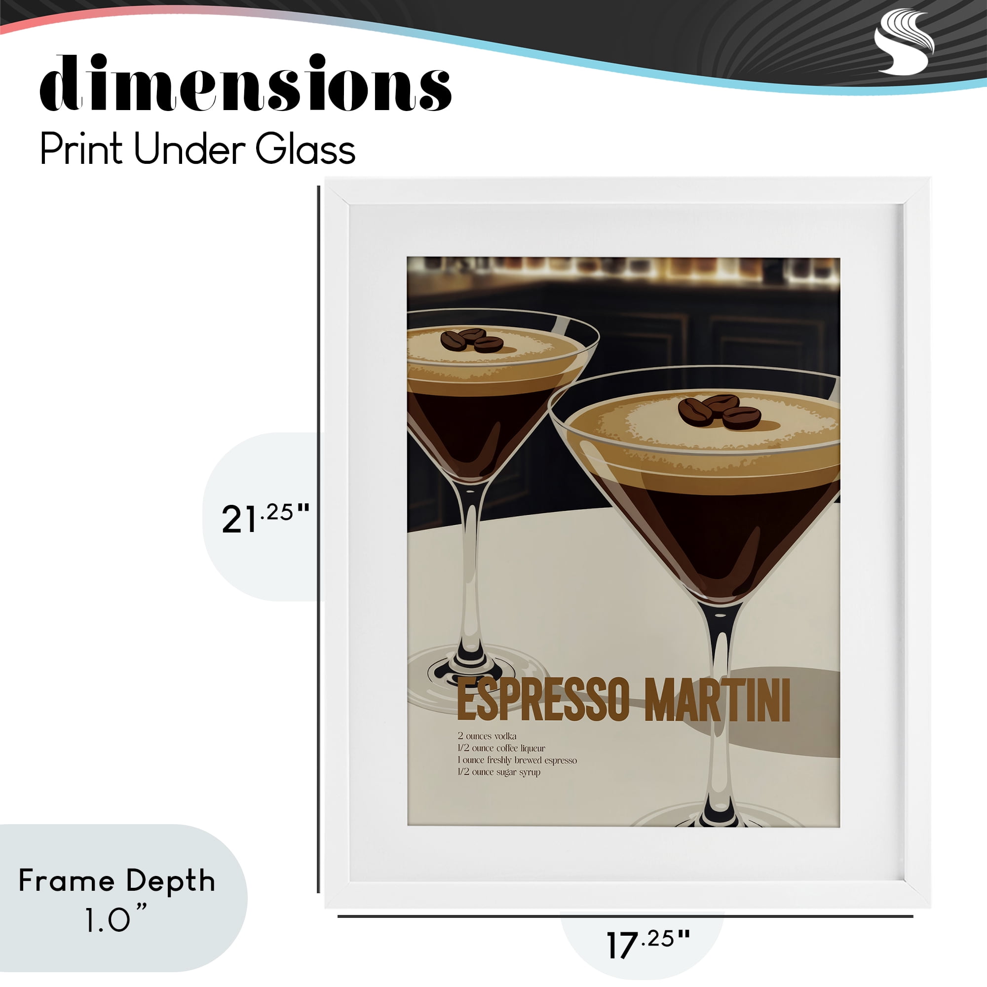 Stupell Industries Sleek Modern Espresso Martini White Framed Print Under Glass, design by Andreas Magnusson