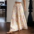 thumbnail image 6 of KDDYLITQ Flowy Pants for Women Petite Palazzo Floral Printed Loose Fit Trousers Summer Beach Wide Leg Elastic High Waisted Pants with Pockets Saffron 2XL, 6 of 9