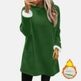 thumbnail image 4 of Long Hoodie for Women with Sherpa Fleece Lined Front 2 Pockets Thick Warm Winter Loose Tunic Sweater Pullover Tops (M, Green), 4 of 4