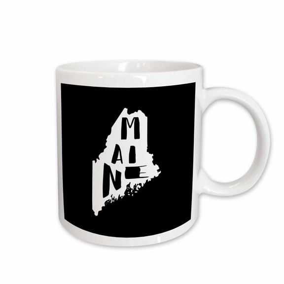 3drose, Maine Written Inside the State. Black Background., 15oz Mug