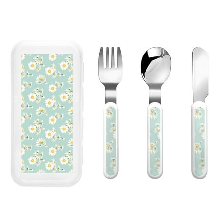 

Qokaie Floral Daisy for Stainless Steel Kids Silverware Set - Children’s Utensil Set - Children s Knife Fork And Spoon Set