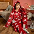 thumbnail image 1 of Conjunto de Pijamas de franela para Mujer, ropa de dormir con estampado Kawaii, con gorro de terciopelo, para el hogar, para Otoño e Invierno, 1 of 4