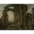 thumbnail image 2 of Giovanni Paolo Pannini 18x15 Black Ornate Wood Framed Double Matted Museum Art Print Titled - Roman Ruins, 2 of 5