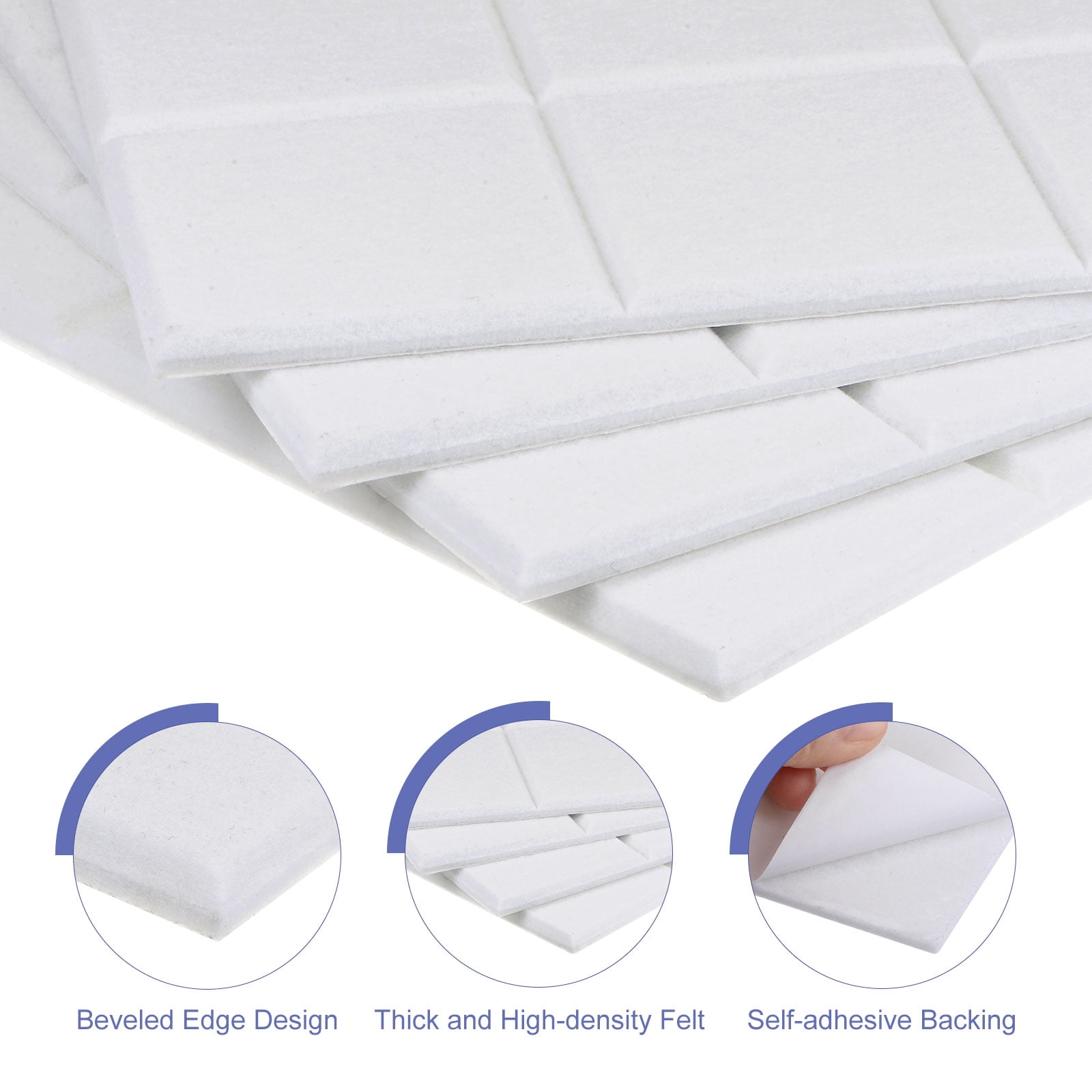 Unique Bargains Felt Bulletin Board Self Adhesive Textured Square Tiles White