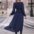 thumbnail image 4 of biudgviw Maxi Dresses for Women Elegant Deep V Neck Pleated Fall Dress Flowy Long Sleeve Side Slit Wedding Guest Gown Dress, 4 of 4