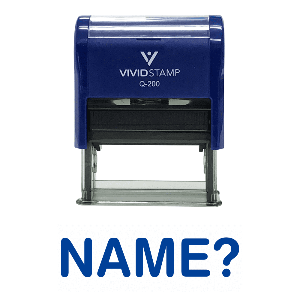 (3 pack) Vivid Stamp Name? Self Inking Rubber Stamp (Blue Ink) - Medium