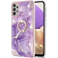 thumbnail image 2 of Marble Pattern Case for Samsung Galaxy A33 5G (Not 4G), Built-in 360 Rotatable with Ring Holder Kickstand Slim Shockproof Bumper Phone Case Cover for Samsung Galaxy A33 5G DLS Golden Purple, 2 of 12