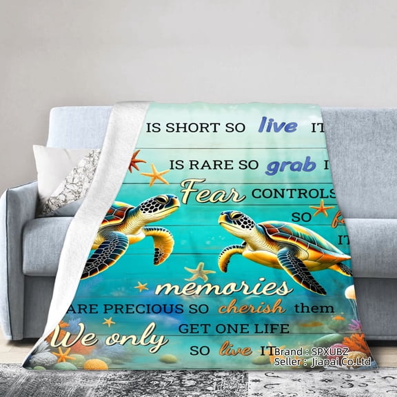 Spxubz Sea Turtles Life Is Short So Live It Sign Soft Blanket For Winter Gift Home Sofa Bed Decoration 50x60 Inch