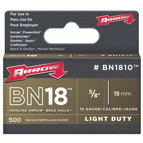 Arrow Fastener BN1810CS 5/8" 15mm 18 Gauge Brown Brad Nails 1000 Count