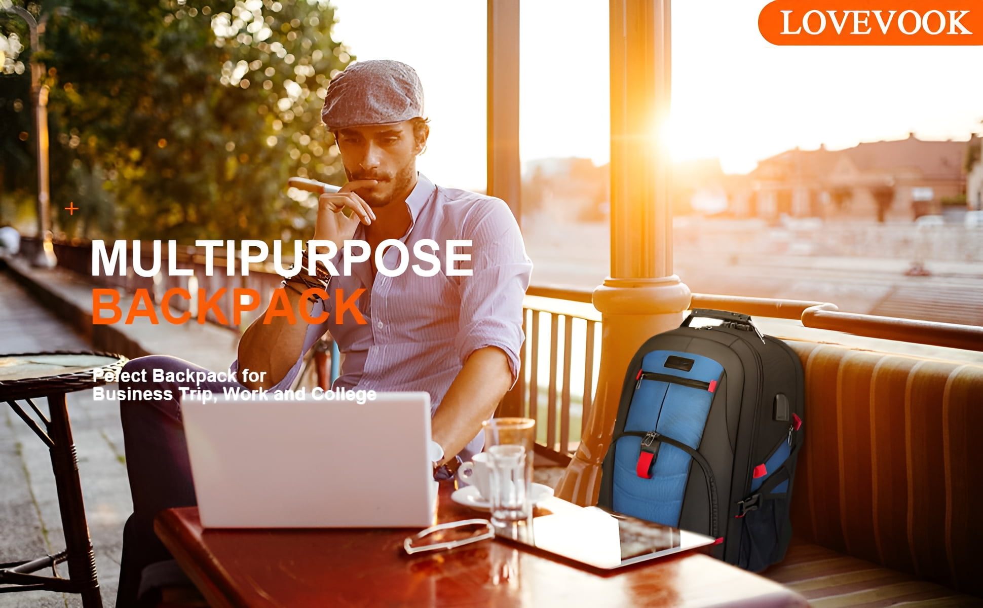 Lovevook Men Travel Backpack, Waterproof Laptop Bag 17", Anti-Thelf Work Bag College Book Bag Teacher Backpack with Lock