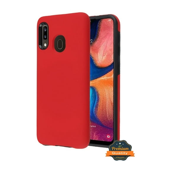 Samsung Galaxy A20 Phone Case Slim Hybrid Armor Shockproof Impact [Shock Absorption] Rubber Dual Layer Rugged Protective Hard PC Bumper Frame & Soft TPU RED Cover for Samsung Galaxy A20 /A205