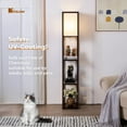 thumbnail image 4 of Floor Lamp with Shelves, Modern Shelf Lamps with LED Bulb, Corner Lamp with Glass Shelves, Square Display Shelf with Lights for Living Room, Bedroom, Office-Walnut Brown, 4 of 12