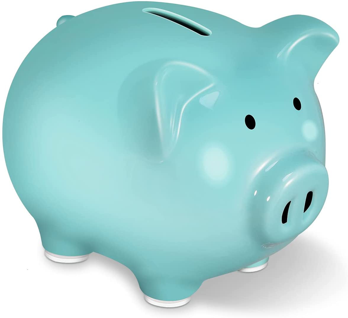 Cute Pig Piggy Bank Ceramic Coin Saving Storage Money Box Kids Gift Blue 