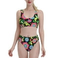 thumbnail image 2 of Picia Vector Mexican Otomi Style Bright Women's High Waisted Bikini Scoop Neck Swimsuit Two Pieces Bathing Suit-X-Large, 2 of 8
