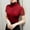 Red, variant on Women's Mesh Layering Base Tops - Solid Color Mock Neck Short Sleeve Tees, Stretchy Women's Blouses for Daily Red S