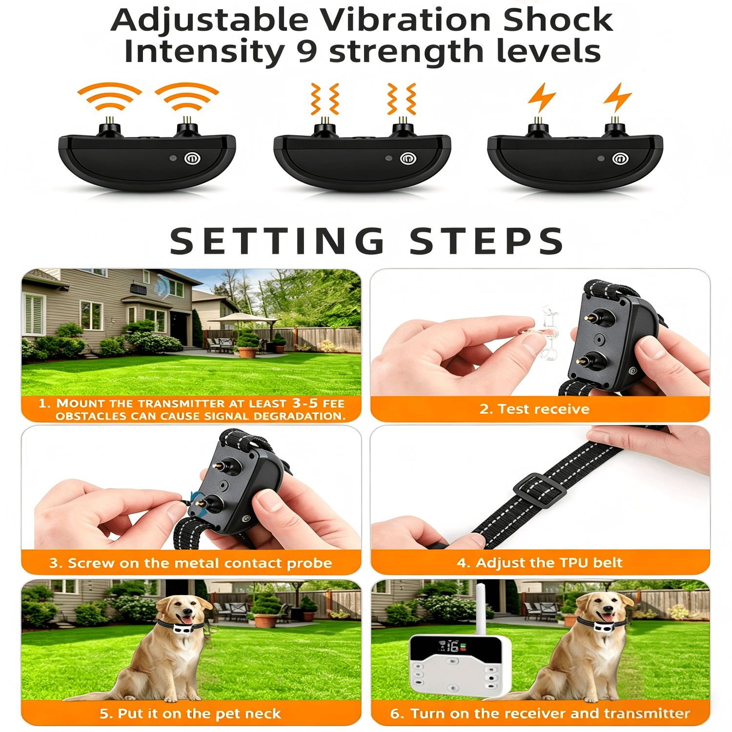 Wireless Dog Fence, Electric Fence System for Dogs, Shock Training Collar, Wireless Pet Boundary Containment System, Waterproof Rechargeable Training Collar for Outdoor,Yard,Campingfor 3 Dogs