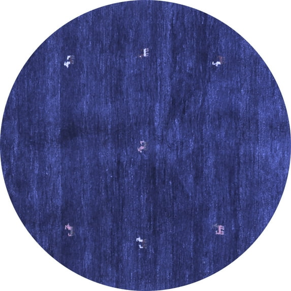 Ahgly Company Machine Washable Indoor Round Abstract Blue Contemporary Area Rugs, 4' Round