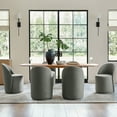 thumbnail image 2 of Swivel Barrel Dining Chairs Set of 6 Kitchen Fabric Upholstered Dining Room Chairs Living Room Grey, 2 of 8