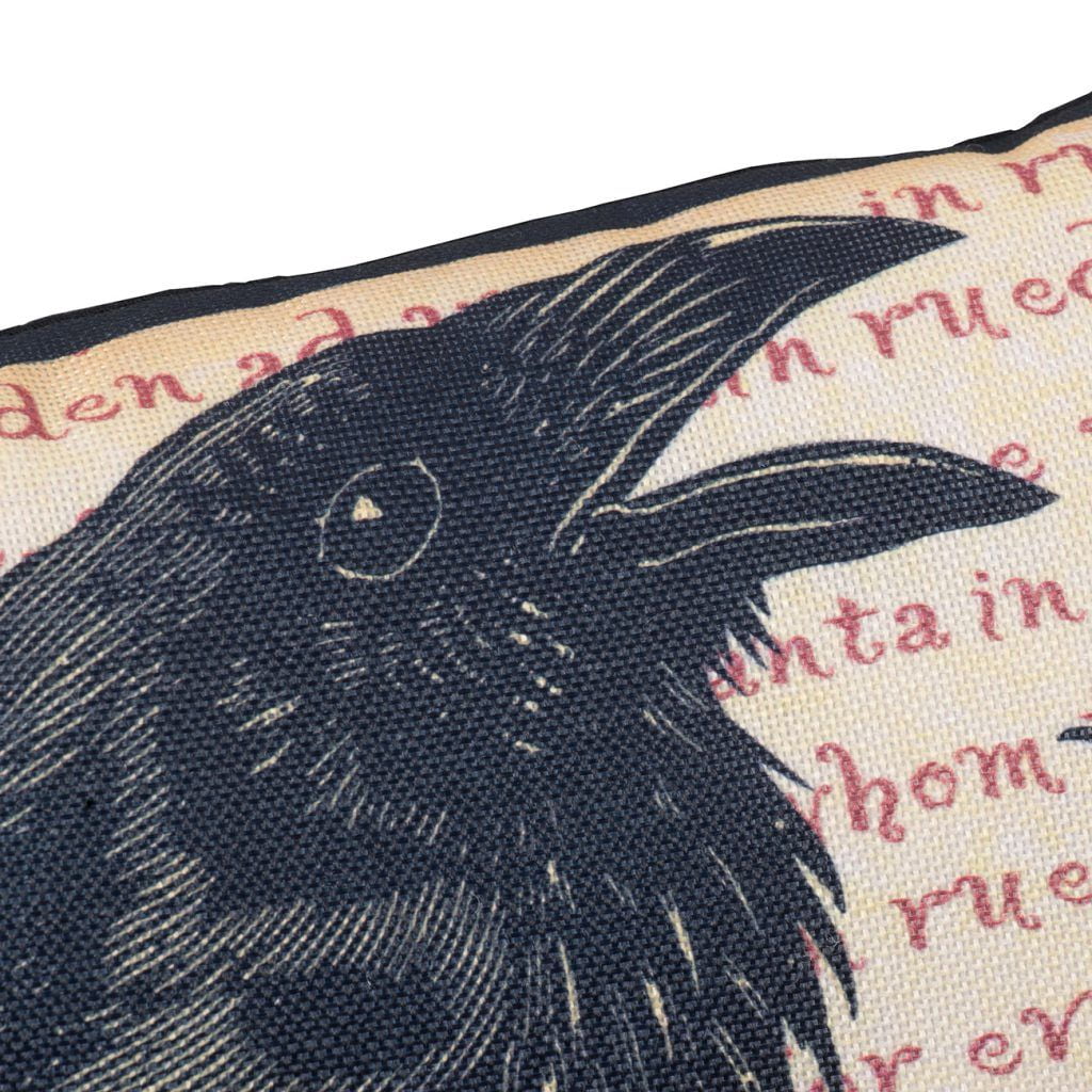 20x13IN Black Crow Happy Halloween Pillow Design by Bruce with Antique Script for Seasonal Home Decor