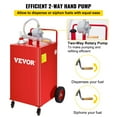 thumbnail image 3 of VEVOR Fuel Caddy, 35 galones, tanque de almacenamiento de gas en 4 ruedas, con bomba de transferencia manual, contenedor de combustible diesel de gasolina para coches, cortadoras de cesped, vehículos, 3 of 9