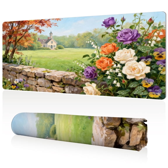 LIVEKEY Mouse Pad Ultra Large 80x40x0.3cm Full Desk Coverage Chinese Classical Garden Landscape Art for Gaming and Office Desk Mat