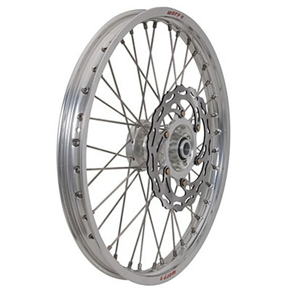 Warp 9 Complete Wheel Kit - Front 21 X 1.60 Silver Rim/Silver Hub/Silver Spokes And Nipples Compatible With KTM 350 XCF-W 2020-2021
