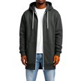 thumbnail image 5 of LNZGNM Hoodies for Men Zip Up Loose Fit Casual Fall Sweatshirts, Fashionable Drawstring Long Sleeve Top Coat with Pockets, Dark Gray (XXXL), 5 of 6