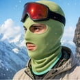 thumbnail image 4 of 3 Hole Full Face Hood,Solid Color Soft Fabric Winter Windproof Full Face Balaclava,Motorcycle Riding Ski Thermal Head Cover Hood Green, 4 of 4