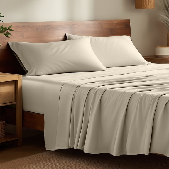 Bare Home Bamboo Sheet Set - Made from Rayon Fibers - Deep Pockets - 4 Piece - King, Sand