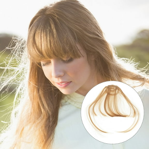 Pretyzoom 2Set Fake Bangs Hair Clips Golden Hair Extensions High Temperature Fiber Daily Wear for Women