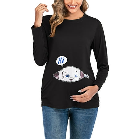 

Taqqpue Womens Maternity Shirts Tops Long Sleeve Round Neck Cute Funny Baby Printed Tunic T-Shirts Pregnancy Shirts Casual Mama Pregnancy Blouses Top Maternity Clothes on Clearance