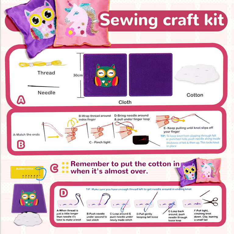 Smartstoy Unicorn Pillow Sewing Kit for Kids Ages 8-12 - Easy Kids Crafts for Girls & Boys - Unicorns Gifts for Girls 8-10 Unicorn Toys, Arts and Crafts- No