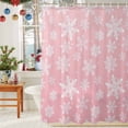 thumbnail image 6 of Shower Curtain 60"W x 72"L Winter Christmas Snowflakes Pink Texture Fabric Shower Curtains Set with Hooks Water Repellent Bathroom Curtains Machine Washable Bathroom Accessories, 6 of 9