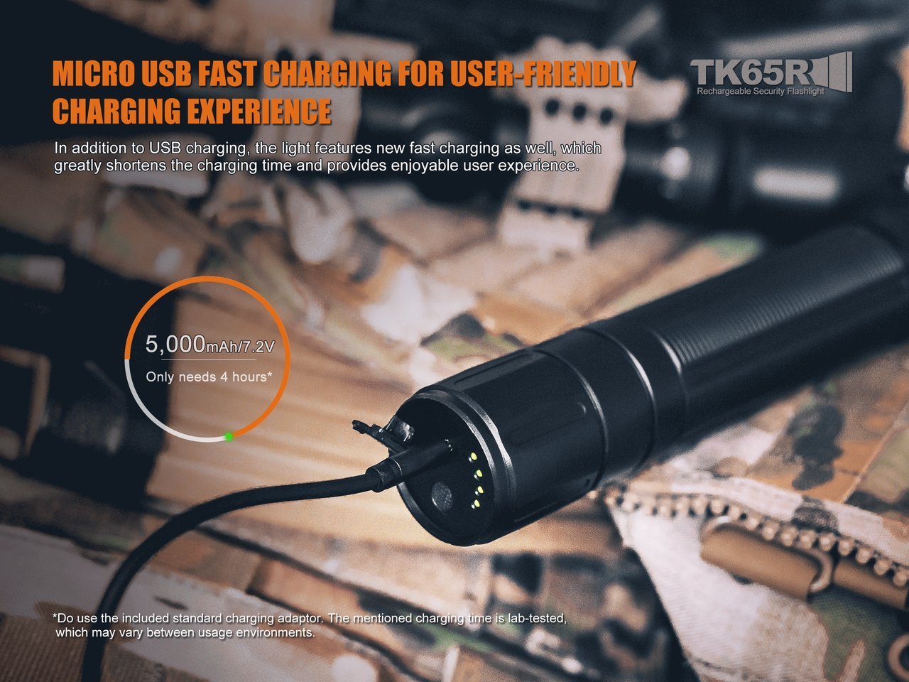 FENIX TK65R USB Rechargeable 3200 Lumen Cree LED Police Flashlight with, 5000mAh rechargeable battery, Belt clip and EdisonBright USB charging cable bundle - image 5 of 6
