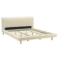 thumbnail image 3 of Christopher Knight Home California King Bed Frame with Chunky Upholstered Headboard, Solid Wood Legs, Beige, 3 of 11