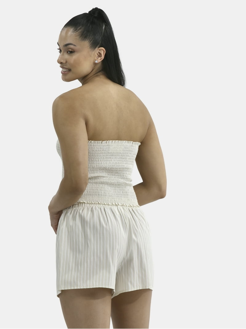 No Boundaries Smocked Tube Top and Shorts Set, 2-Piece