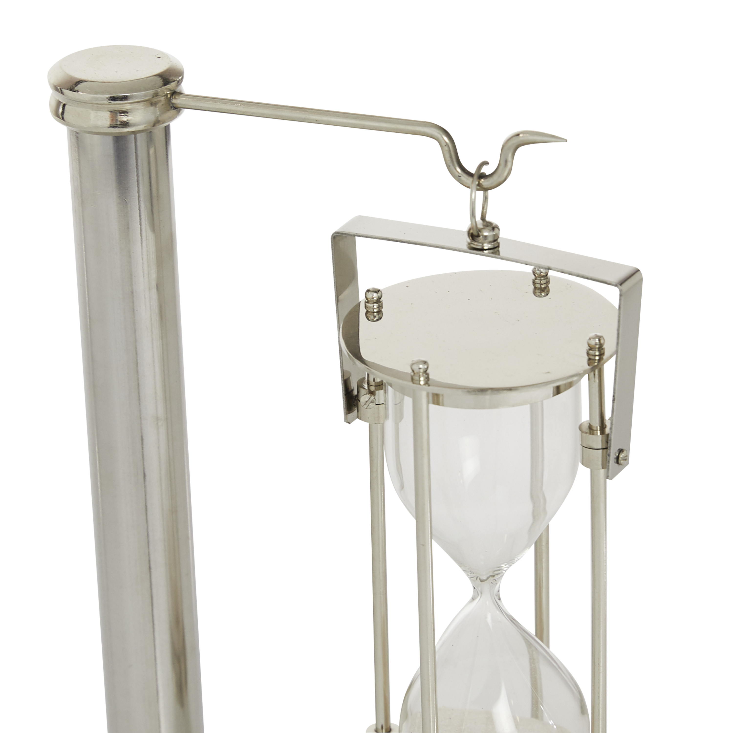 DecMode 7" x 10" Silver Brass Hourglass Sand Timer, 1-Piece