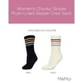 thumbnail image 2 of MeMoi Women's Chunky Stripes Plush-Lined Slipper Crew Sock - Womens - Female, 9-11, Ivory, 2 of 7