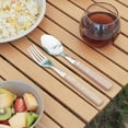 thumbnail image 4 of Portable Camping Utensils Wood Handle Outdoor Cutlery Stainless Steels Spoon Fork With Storage Bag for Home Dinner, 4 of 13