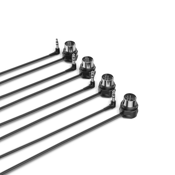 CME TRS MIDI Cable 4-Pack - TRS Type A (3.5mm - 1/8�) to 5-pin DIN, 2FT / 60CM, Low-Profile - Right Angle Ultra-Thin Plugs for