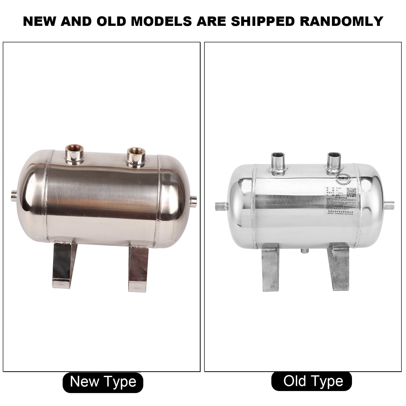 5L Steel Gas Storage Tank Air Reservoir Can 4‑Port Container High Pressure 1/4NPT