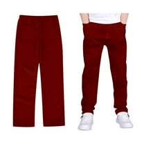 Uniform Pants for Boys Straight Pants with Pockets Pull On Chino Pants Stretch Pants Boys Wine Uniform Pants Back To School Outfits Kids Boys Clothes 7-8 Years