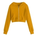 thumbnail image 3 of Gubotare Girls Zip Up Hoodies Cropped Sweatshirt Lightweight Hooded Fall Jacket Teen Girl Back to School Outfits 5-14 Years (Orange, 9-10 Years), 3 of 5