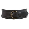 thumbnail image 2 of Ladies 3" (75 mm) Wide High Waist Round Disk Linked Braided Cowhide Top Full Grain Leather Belt, 2 of 5