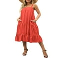 thumbnail image 1 of PENGXIANG Women Midi Tank Dress  Summer Sleeveless Solid Color Loose Ruffle Tiered Beach Boho Dress, 1 of 6