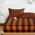 thumbnail image 6 of Queen Size Fitted Sheet Set - Black Orange Plaid 3 Piece Bedding Sets 16" Deep Pocket Fitted Sheet with 2 Pillowcases, Farmhouse Buffalo Check Gingham Brushed Microfiber Hotel Luxury Bed Sheets, 6 of 9