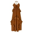 thumbnail image 7 of STETMN Women's Halter Boho Dress A Line Ruffle Swing Hem Dress Summer Vacation Dresses, 7 of 7